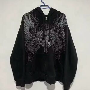 Y2K Gothic Black Hoodie